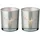 Edzard 2er-Set Teelichtglas (Höhe 8 cm, Ø 7 cm), außen grau, innen Gold - Windlicht, Kerzenglas (Hirschkopf)