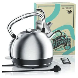 Arendo Wasserkocher Retro 1,7 l Silber