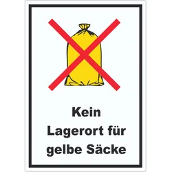 Kein Lagerort für Gelbe Säcke Aufkleber A7 (74x105mm)
