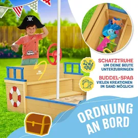Kidiz Sandkasten Ahoi mit Abdeckung Blau