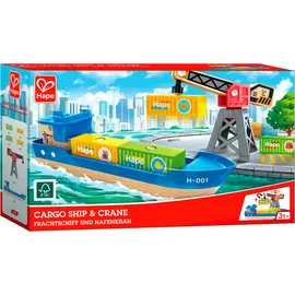 HaPe Spielzeug-Schiff Frachtschiff und Hafenkran
