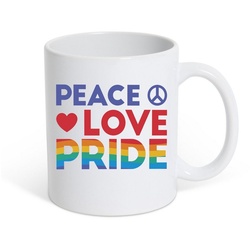 Youth Designz Tasse Peace Love Pride Kaffeetasse Geschenk, Keramik, mit trendigem Motiv weiß