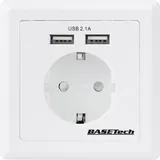 BASETECH USB-Steckdose Unterputz Weiß
