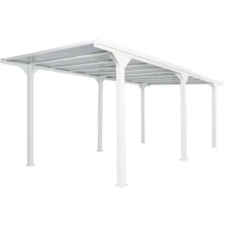 heute wohnen Alu-Carport HWC-O23, Autoüberdachung Garage Unterstand, 10cm-Gestell Polycarbonat-Dach Regenrinne, 3x6m - anthrazit