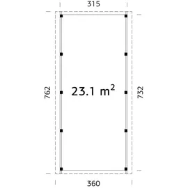 Palmako Karl Einzel-Carport 360 x 762 cm naturbelassen