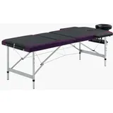 vidaXL Massagetisch Klappbar 3 Zonen mit Tragetasche Therapie Massageliege Massagebank Kosmetikliege Therapieliege Massage Liege Aluminium Schwarz Lila