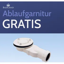 bad land Duschwanne Rechteck Steinoptik, Ablaufgarnitur im SET, Anti-Rutsch, Verbundwerkstoff Schwarz Ø Badland VIDAR 180x90x3,2 SMC