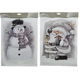 Decoris - Kaemingk Fensterbilder Schneemann Weihnachtsmann 10 X 29,5 X 40 Cm Bild