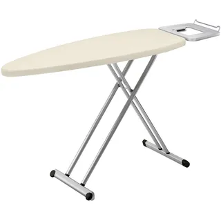 Tefal IB5100 Bügeltisch (Sicherheitsablage, Dampfbügelfläche ohne Durchtropfen, integrierte Kleiderstange, höhenverstellbar) Silber/beige