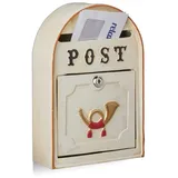 Relaxdays Briefkasten antik mit Posthor beige|goldfarben|rot