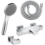 Fortis Wannenset mit Thermostat, Handbrause mit 1 Strahlart, Brausehalter, Brauseschlauch, 84111THPC+5318501PC+53162125PC+15505PC,