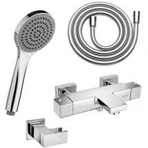 Fortis Wannenset mit Thermostat, Handbrause mit 1 Strahlart, Brausehalter, Brauseschlauch, 84111THPC+5318501PC+53162125PC+15505PC,