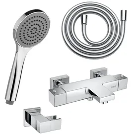 Fortis Wannenset mit Thermostat, Handbrause mit 1 Strahlart, Brausehalter, Brauseschlauch, 84111THPC+5318501PC+53162125PC+15505PC,
