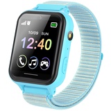 PTHTECHUS Kinder Smartwatch, Telefon Uhr für Kinder 10 Spiele MP3 Musik Anruf Taschenlampe Kamera SOS Touchscreen, Kids Smart Watch mit Schrittzähler Wecker Recorder Geschenk für Junge Mädchen (Blau)