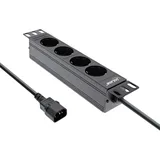 InLine 10" Steckdosenleiste, 4-fach Schutzkontakt, C14 Anschluss, ohne Schalter,