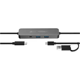 j5create JCH462-N, USB 3.2 Gen 1 (3.1 Gen 1) Type-A + Type-C, USB 3.2 Gen 1 (3.1 Gen 1) Type-A, USB (USB-A, USB-C, 3 Ports), Dockingstation - USB Hub, Grau...