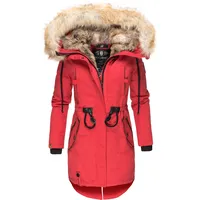 Navahoo Damen stylischer Wintermantel Winterparka mit Kunstfell-Kapuze Bombii