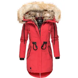 Navahoo Damen stylischer Wintermantel Winterparka mit Kunstfell-Kapuze Bombii