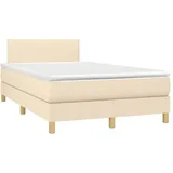 vidaXL Boxspringbett mit Matratze Creme 120x190 cm Stoff