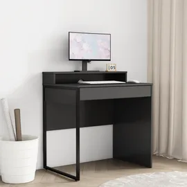 OTTO home Schreibtisch OTTO HOME "Moid, Computertisch in modernem Design", schwarz matt, B:80cm H:85cm T:54cm, Tische, Schreibtisch, Breite 80 cm, mit Schublade, Kabeldurchlass & Metallkufe
