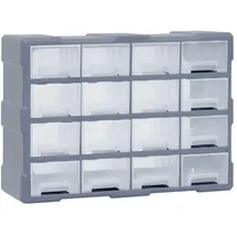 vidaXL Multi-Schubladen-Organizer 52 x 16 x 37 cm 16-tlg. grau