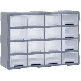vidaXL Multi-Schubladen-Organizer 52 x 16 x 37 cm 16-tlg. grau