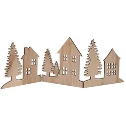 Bäume und Häuser aus Holz