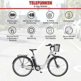 Telefunken Multitalent RC830 2022 28 Zoll RH 48 cm Damen weiß