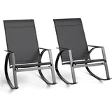 GarveeLife Schaukelstuhl Outdoor, Schaukelsessel Metallrahmen, Relaxsessel für Poolside, Gartenstühle 2er Set, Balkonstuhl, Garten und Hinterhof, Dunkelgrau