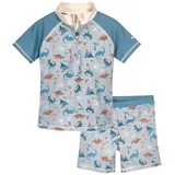 Playshoes Jungen Zweiteiler Rash-Guard-Set, Blau Dino Allover, 86-92