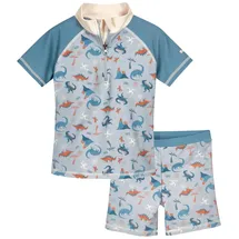 Playshoes Jungen Zweiteiler Rash-Guard-Set, Blau Dino Allover, 86-92