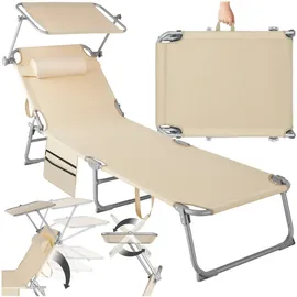 Tectake tectake® Sonnenliege, klappbar, 4-fach verstellbare Rückenlehne mit Seitentasche