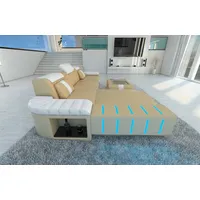 Sofa Dreams Ecksofa Ledersofa Bellagio L Form Leder Sofa Ledercouch, Couch, mit LED, wahlweise mit Bettfunktion als Schlafsofa, Designersofa beige|gelb