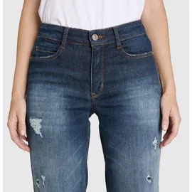 MAC Weite Jeans "WIDE", Damen, Gr. 38, Länge 34, moonlight destroyed, Denim/Jeans, Obermaterial: 91% Baumwolle, 7% Elastomultiester, 2% Elasthan, Destroyed-Effekte, unifarben, weit knöchellang, Jeans, im Five-Pocket Style