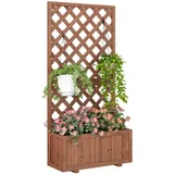 Outsunny Hochbeet Pflanzkasten mit Rankgitter 72,5 x 31,5 cm Tannenholz Beige