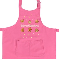 WANDKINGS Kinderschürze Weihnachtsbäckerei mit kleinen Lebkuchenmotiven - Wähle Farbe - PINK