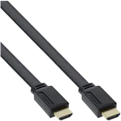 InLine HDMI-High Speed Flachkabel mit Ethernet - verg. Kontakte - schwarz - 1m
