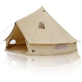 your GEAR Zelt Desert Baumwolle - 2 Größen Ø 4m oder Ø 5m, 4 bis 10 Personen - eingenähter PVC Boden Schlafkabine Vordach UPF 50+ Schutz 10000 mm Wassersäule Campingzelt Rundzelt Tipi