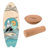 F2 Balance Board Surfer 87x32cm + Halbkugel und Korkrolle
