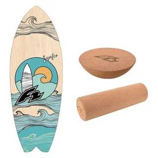 F2 Balance Board Surfer 87x32cm + Halbkugel und Korkrolle
