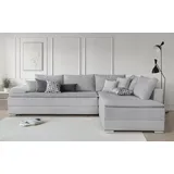 otto home Ecksofa Night & Day L-Form, B: 324 cm, mit Bettfunktion, Bettkasten & 3 Zierkissen, Boxspringbett 180x200 cm grau