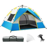 Fukamou Pop Up Zelt | 2-3 Personen Campingzelte | Automatisches Instant Zelt Mit 2 Türen Und 2 Fenstern | Glasfaser Zeltstange | Für Strand, Trekking, Camping Und Outdoor