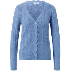 Strickjacke mit Ajour-Muster - Damen - Gr. S - hellblau
