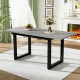 Merax Esstisch 140/180x80x75 cm, Ausziehbar Esszimmertisch mit Tischbeine aus Metall, Rechteckiger Küchentisch für Wohnzimmer und Esszimmer, Grau