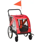 PawHut 2-in-1 Hundeanhänger & Hundebuggy rot