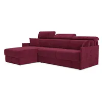 Miryam Ecksofa Mit Matratze Mit Verstellbaren Kopfstützen Aus Weichem, Fleckenabweisendem Stoff T31 232 Cm Links Burgunder