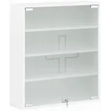 Lomadox Hängeschrank BELFORT-80 Medizinschrank in weiß matt, abschließbar, Glastür, 65 cm breit weiß