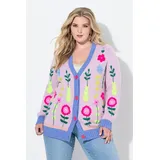 MIAMODA Strickjacke loose Classic Fit Blumen-Stickerei bunt 46/48