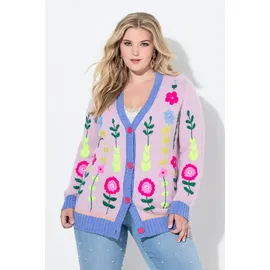 MIAMODA Strickjacke loose Classic Fit Blumen-Stickerei bunt 46/48