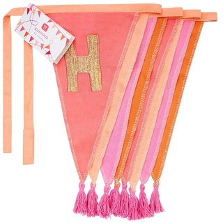 Rosa Stoff Happy Birthday Bunting Banner mit Quasten - 3m | Wimpelgirlande mit Dreiecksflagge, 100% Baumwolle, für Mädchen, Frauen, drinnen oder draußen, wiederverwendbare Dekorationen